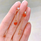 S. Korea Sterling Silver Stud Earrings Asymmetric Heart Geometric Earrings