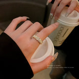 Korean Creative Pearl Ring Women's Light Zircon Index Ring