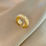 Korean Creative Pearl Ring Women's Light Zircon Index Ring