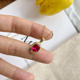 South Korea S925 Silver Oval Jewel Collar Bone Personality Necklace