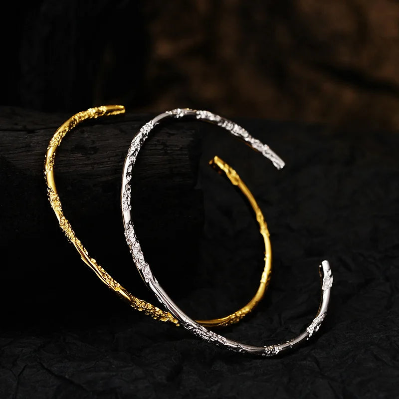 S. Korea S925 Sterling Silver Bracelet Women's Pleated Line Thin