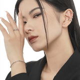 S. Korea S925 Sterling Silver Bracelet Women's Pleated Line Thin