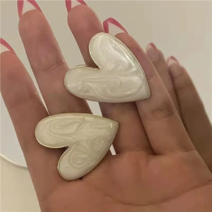 Korean Style Heart Earrings for Women, Irregular Design, Sweet and Elegant