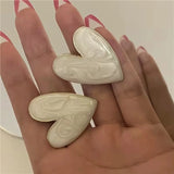 Korean Style Heart Earrings for Women, Irregular Design, Sweet and Elegant