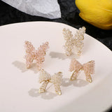 Korea Sweet Glass Crystal Butterfly Earrings DIY Jewelry Material