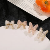 Korea Sweet Glass Crystal Butterfly Earrings DIY Jewelry Material
