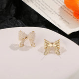 Korea Sweet Glass Crystal Butterfly Earrings DIY Jewelry Material