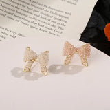 Korea Sweet Glass Crystal Butterfly Earrings DIY Jewelry Material
