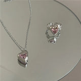 South Korea Irregular Love Set Diamond Pendant Necklace