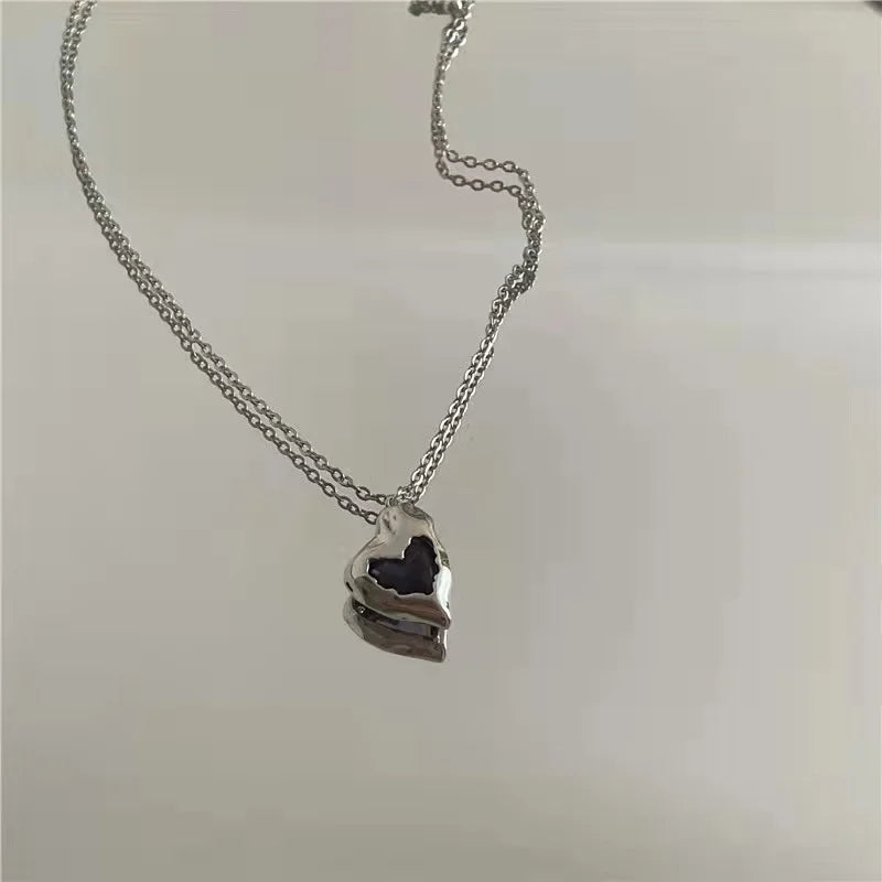 South Korea Irregular Love Set Diamond Pendant Necklace