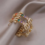 South Korea 18K Plated Letter M Zircon Earrings Women's Party Accessories
