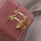 South Korea 18K Plated Letter M Zircon Earrings Women's Party Accessories