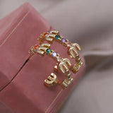 South Korea 18K Plated Letter M Zircon Earrings Women's Party Accessories