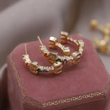 South Korea 18K Plated Letter M Zircon Earrings Women's Party Accessories