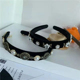 French Baroque Retro Rhinestone Velvet Hair Band