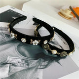 French Baroque Retro Rhinestone Velvet Hair Band