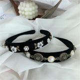 French Baroque Retro Rhinestone Velvet Hair Band