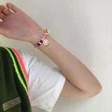 South Korea rainbow smiley face bracelet soft pottery elastic rope bead bracelet