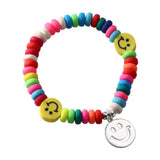 South Korea rainbow smiley face bracelet soft pottery elastic rope bead bracelet