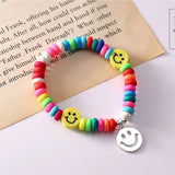 South Korea rainbow smiley face bracelet soft pottery elastic rope bead bracelet