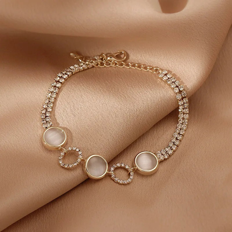 Korean Rhinestone Opal Bracelet for Women