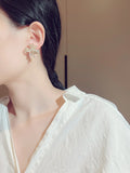 Korean Silver Needle Zircon Bowknot Earrings Set