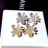 Korean Silver Needle Zircon Bowknot Earrings Set