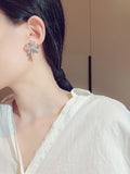 Korean Silver Needle Zircon Bowknot Earrings Set
