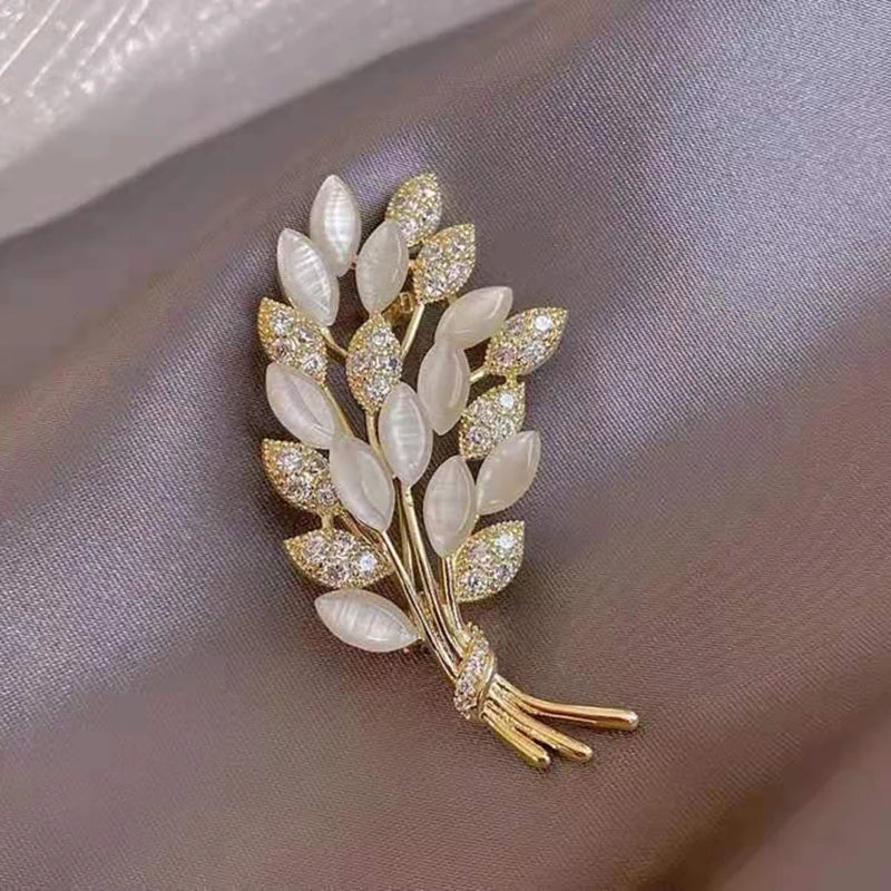 Korean Wheat Ear Opal Brooch Women's Anti-glare Brooch