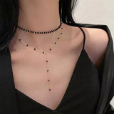 Temperament Rhinestone Collar Necklace Double Layered Necklace