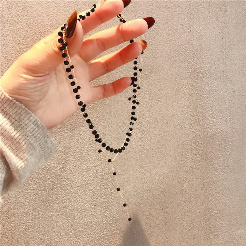 Temperament Rhinestone Collar Necklace Double Layered Necklace