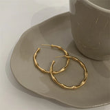 New 14K Plated Metal Large Round Earrings for Women