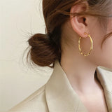 New 14K Plated Metal Large Round Earrings for Women