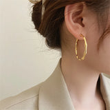 New 14K Plated Metal Large Round Earrings for Women