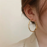New 14K Plated Metal Large Round Earrings for Women