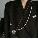 Korean Diamond Flower Pearl Necklace