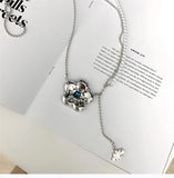 Korean Diamond Flower Pearl Necklace