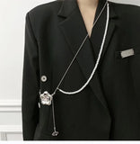 Korean Diamond Flower Pearl Necklace