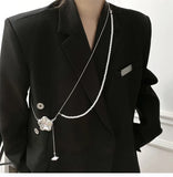 Korean Diamond Flower Pearl Necklace