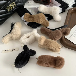 Sweet Plush Rabbit Hair Clip for Women
