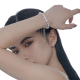 S925 Silver Baroque Pearl Bracelet Platinum Layered Hand Bracelet