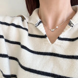 S925 Silver Love Pearl Asymmetrical Necklace