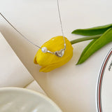 S925 Silver Love Pearl Asymmetrical Necklace