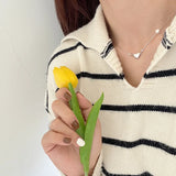 S925 Silver Love Pearl Asymmetrical Necklace