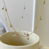 S925 Silver Point Star Diamond Collar Necklace for Girls