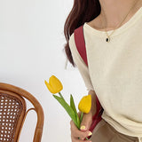 S925 Silver Retro Oval Agate Personality Necklace for Girls