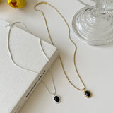 Retro Oval Agate Necklace in S925 Silver