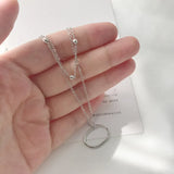 S925 Silver Double Layer Bead Collar Necklace