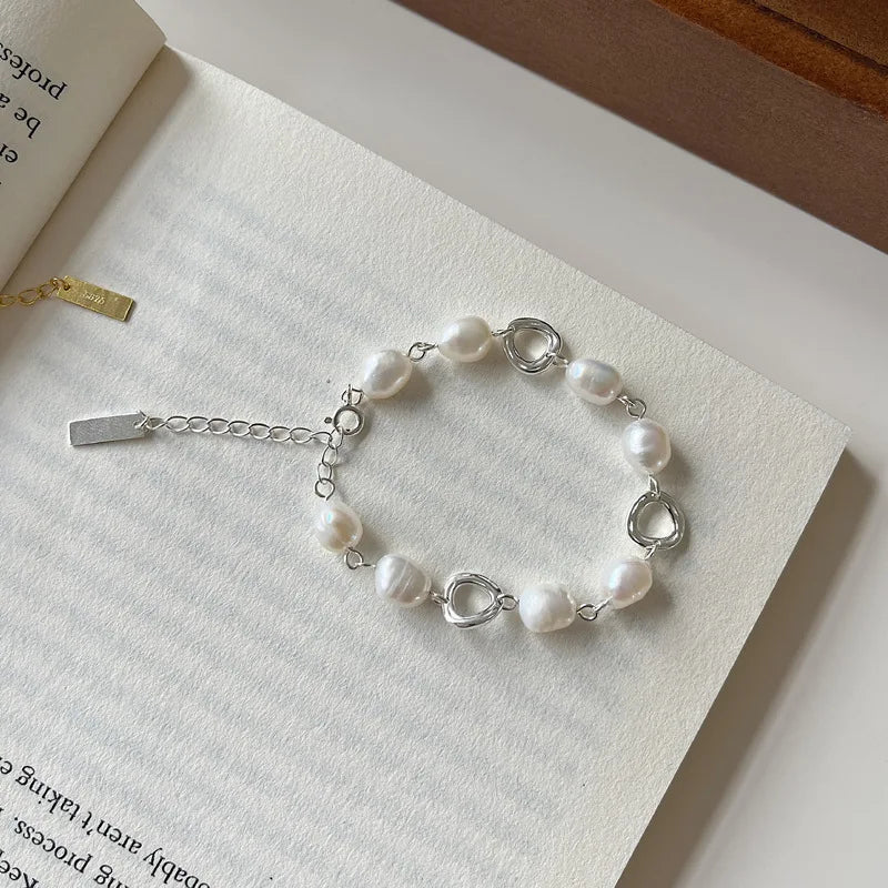 S925 Silver Pearl Circle Personalized Bracelet for Girls