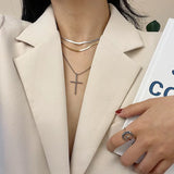 S925 Silver Flat Snake Bone Wide Necklace Female Net Red